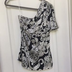 One shoulder silk top